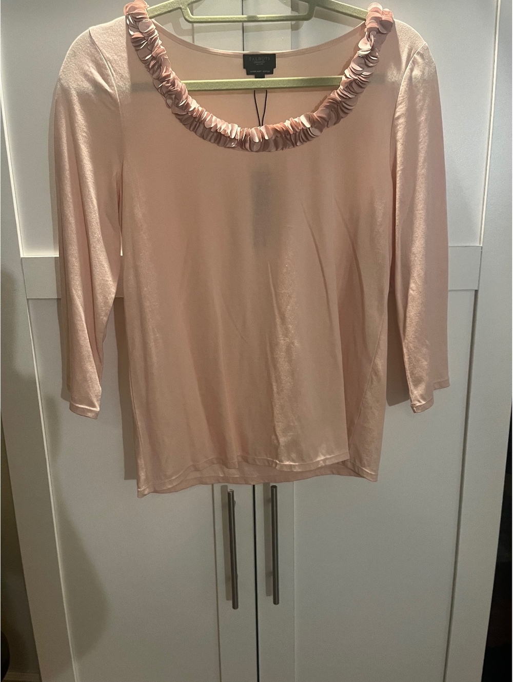 Talbots Collection Petite Super-Soft Cotton Light Pink 3/4 Sleeve Top Size Small